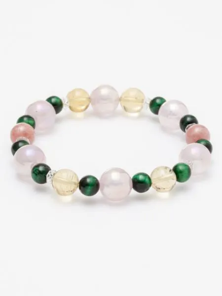 【ギフトや贈り物にもおすすめ！桜花　グリーンタイガーアイブレスレット】GREEN TG