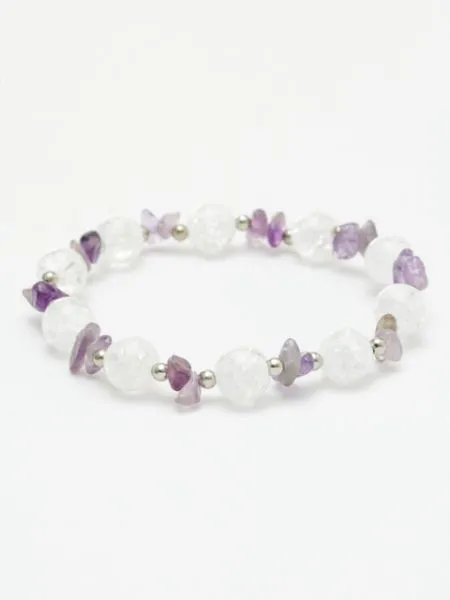 【ギフトや贈り物にも！＜二月 如月＞産石×さざれ石ブレスレット アメジスト】AMETHYST