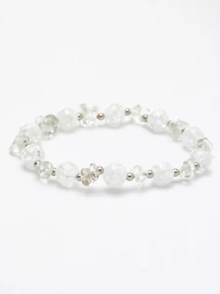 【ギフトや贈り物にも！＜四月 卯月＞産石×さざれ石ブレスレット クリスタル】CRYSTAL