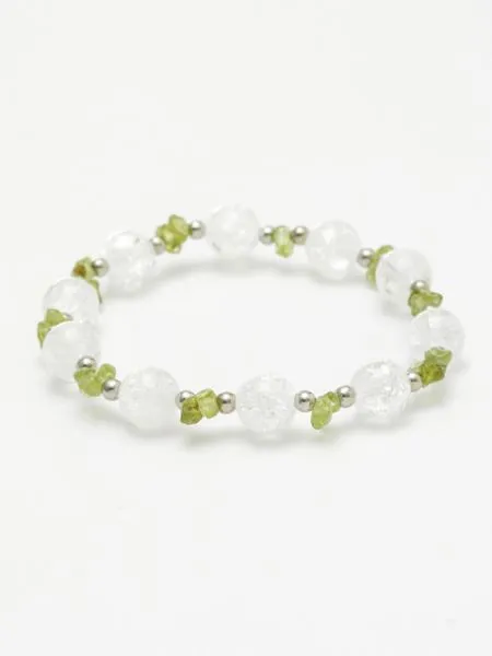 【ギフトや贈り物にも！＜八月 葉月＞産石×さざれ石ブレスレット ペリドット】PERIDOT