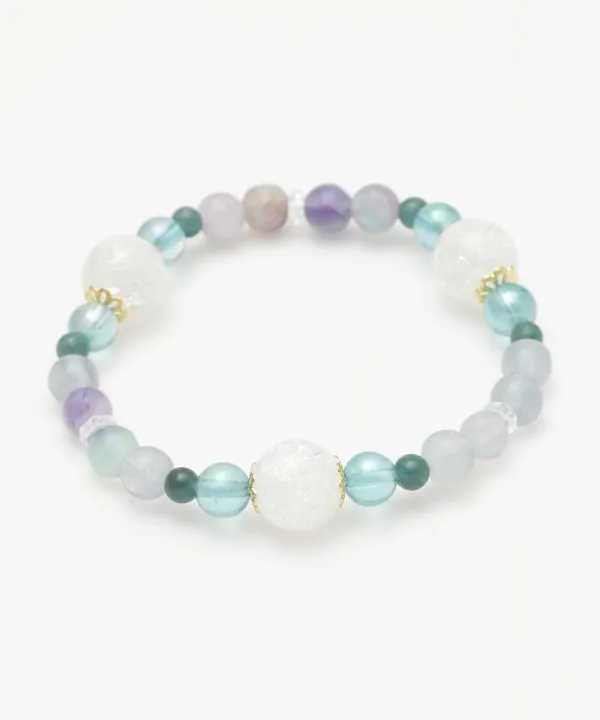 【ギフトや贈り物にも！日和（ひより）三点レインボーフローライトブレスレット】RAINBOW FLUORITE