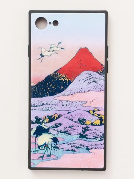 【神社で祈祷して頂いた御守りシール付！iPhone8/7兼用ガラス製スマホケース 携帯守護衣】紅富士御神山