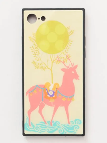 【神社で祈祷して頂いた御守りシール付！iPhone8/7兼用ガラス製スマホケース 携帯守護衣】鹿曼陀羅