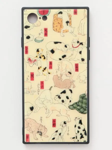 【神社で祈祷して頂いた御守りシール付！iPhone8/7兼用ガラス製スマホケース 携帯守護衣】猫飼好