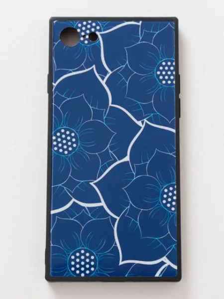 【神社で祈祷して頂いた御守りシール付！iPhone8/7兼用ガラス製スマホケース 携帯守護衣】大蓮紺