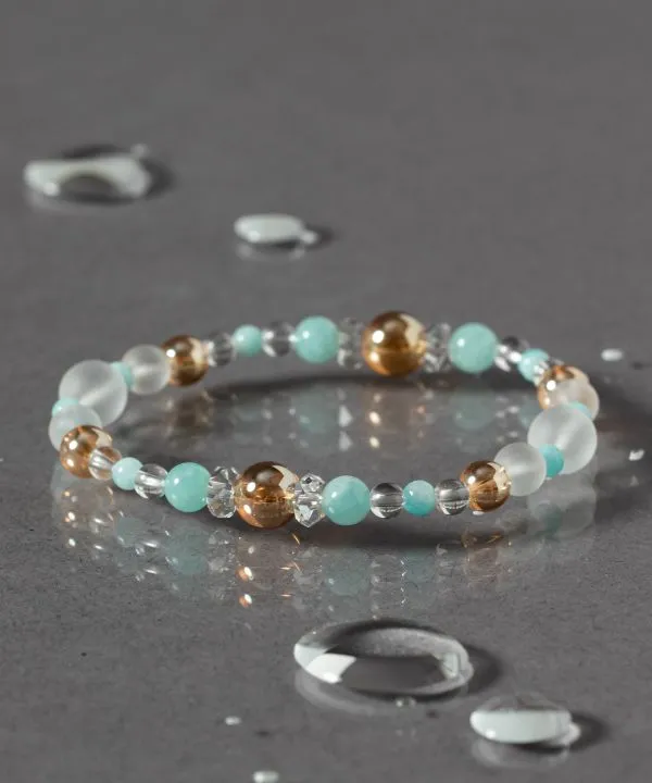 【安心の日本製！お洒落なアクセサリー！水鞠 ゴールデンオーラ水晶ブレスレット】GOLDEN AURA