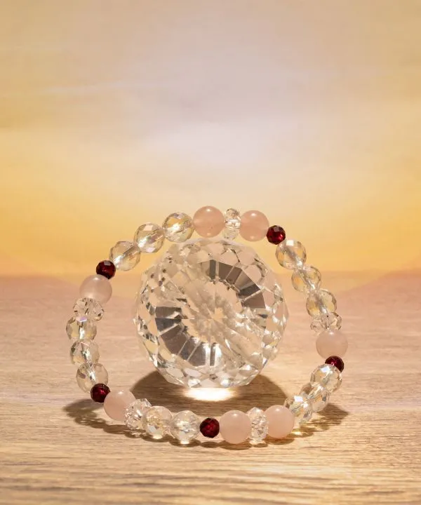 【安心の日本製！日暈（にちうん）ローズクォーツブレスレット】ROSE QUARTZ