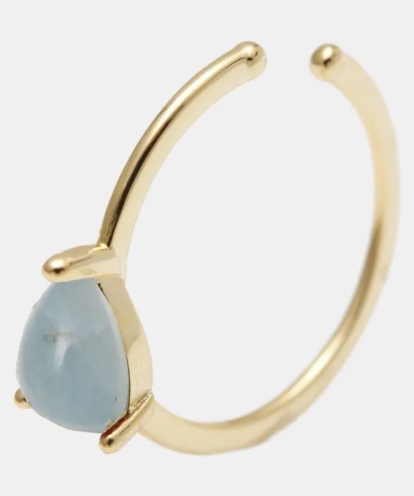 【ご紹介します！厳選された天然石！贈り物にもおすすめ！産石イヤーカフ】AQUAMARINE