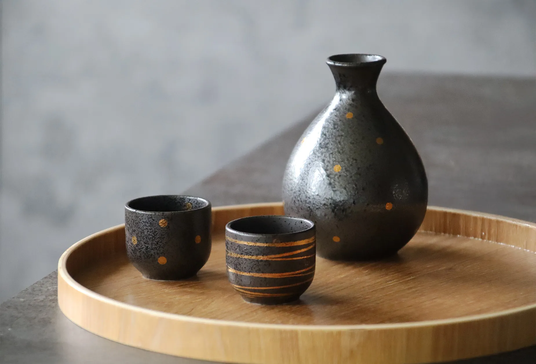 【安心の日本製！陶器のギフト】金彩結晶　酒器揃
