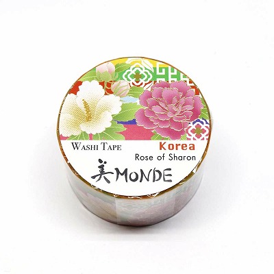 【新登場！安心の日本製！和紙マスキングテープ 美MONDEシリーズ】韓国「ムクゲ」25mm