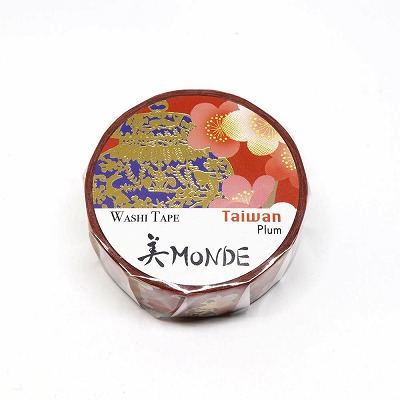 【新登場！安心の日本製！和紙マスキングテープ 美MONDEシリーズ】台湾「ウメ」15mm