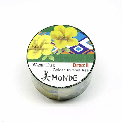 【新登場！安心の日本製！和紙マスキングテープ 美MONDEシリーズ】ブラジル「イッペー」25mm