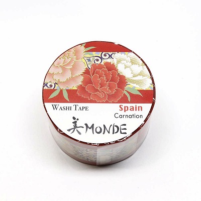 【新登場！安心の日本製！和紙マスキングテープ 美MONDEシリーズ】スペイン「カーネーション」25mm