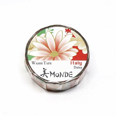 【新登場！安心の日本製！和紙マスキングテープ 美MONDEシリーズ】イタリア「デイジー」15mm