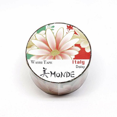 【新登場！安心の日本製！和紙マスキングテープ 美MONDEシリーズ】イタリア「デイジー」25mm