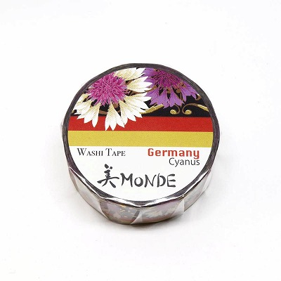 【新登場！安心の日本製！和紙マスキングテープ 美MONDEシリーズ】ドイツ「ヤグルマギク」15mm