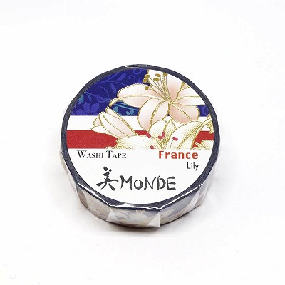 【新登場！安心の日本製！和紙マスキングテープ 美MONDEシリーズ】フランス「ユリ」15mm