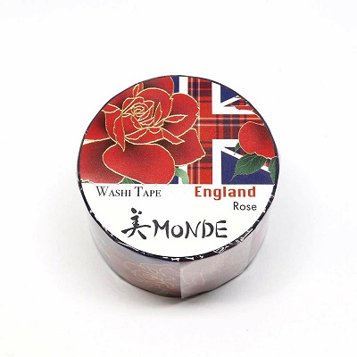 【新登場！安心の日本製！和紙マスキングテープ 美MONDEシリーズ】イギリス「バラ」25mm