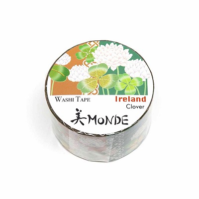 【新登場！安心の日本製！和紙マスキングテープ 美MONDEシリーズ】アイルランド「クローバー」25ｍｍ