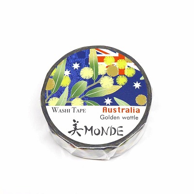 【新登場！日本製！和紙マスキングテープ 美MONDEシリーズ】オーストラリア「ゴールデンワトル」15ｍｍ