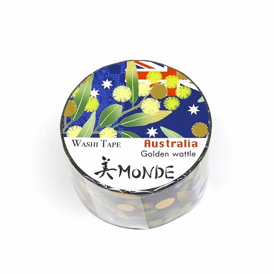 【新登場！日本製！和紙マスキングテープ 美MONDEシリーズ】オーストラリア「ゴールデンワトル」25ｍｍ
