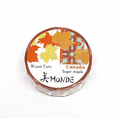 【新登場！安心の日本製！和紙マスキングテープ 美MONDEシリーズ】カナダ「サトウカエデ」15ｍｍ