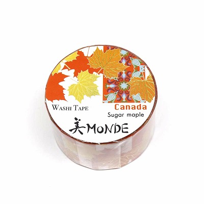 【新登場！安心の日本製！和紙マスキングテープ 美MONDEシリーズ】カナダ「サトウカエデ」25ｍｍ