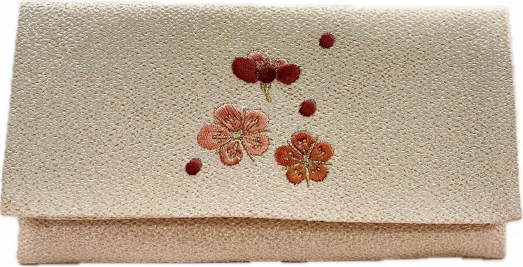 【新登場！安心の日本製！慶弔の必須アイテム！ちりめん刺繍入り念珠袋！】梅 ピンク