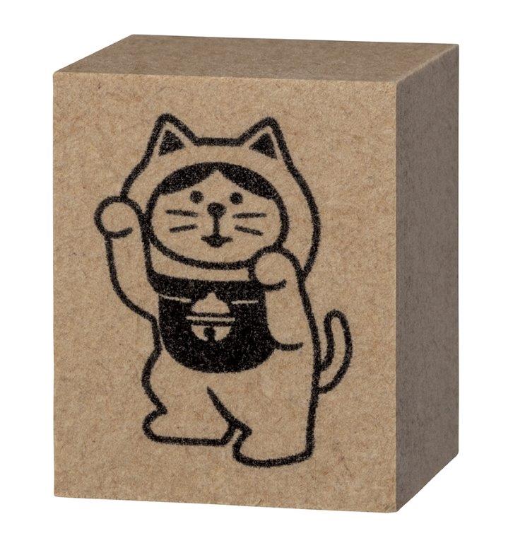 【ご紹介します！まったりかわいい！Concombre！】FUKUMONOはんこ  踊る招き猫 右手上げ