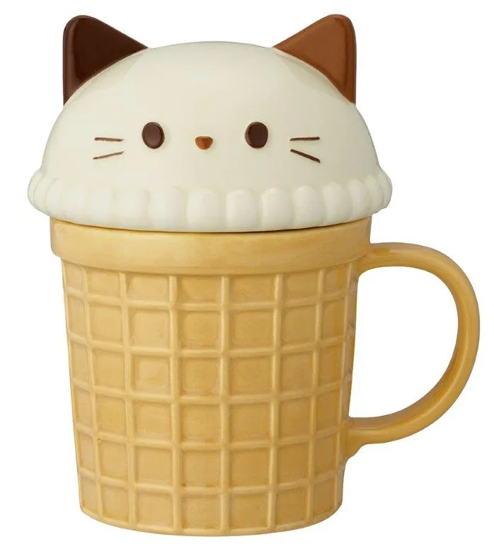 【新登場！ほっこり可愛い動物のマグカップ！】アニマルアイスマグ  ネコ