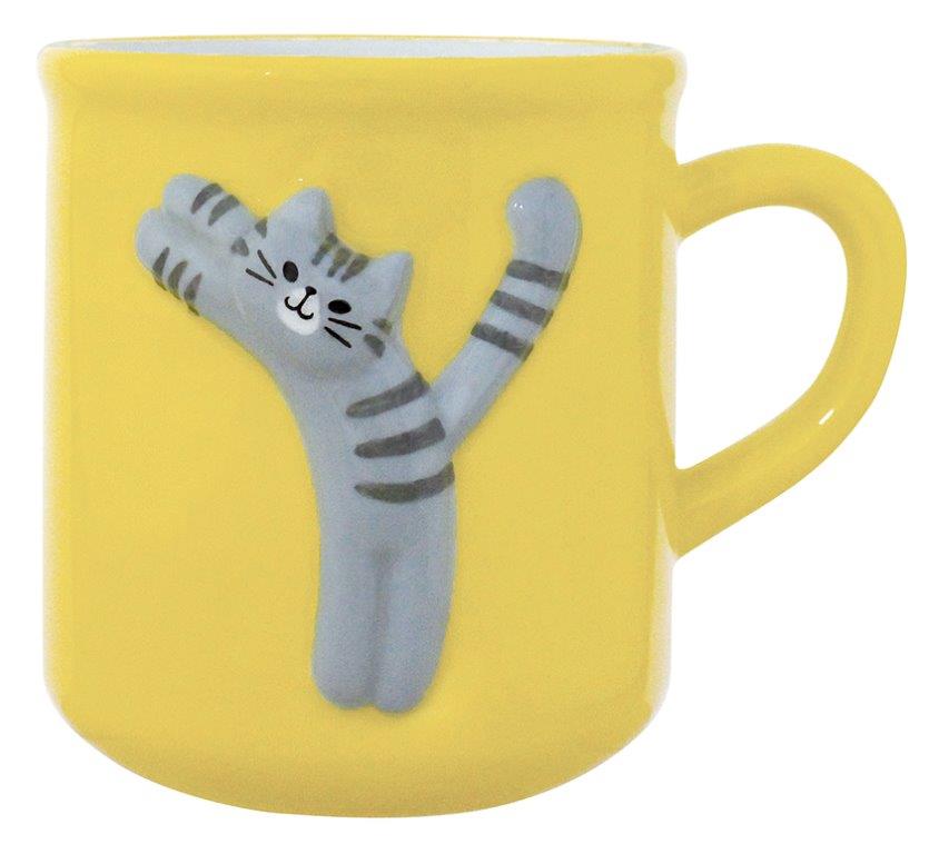 【ご紹介します！！アルファベットのポーズをした猫たちのマグカップです！】猫のイニシャルマグ  Y