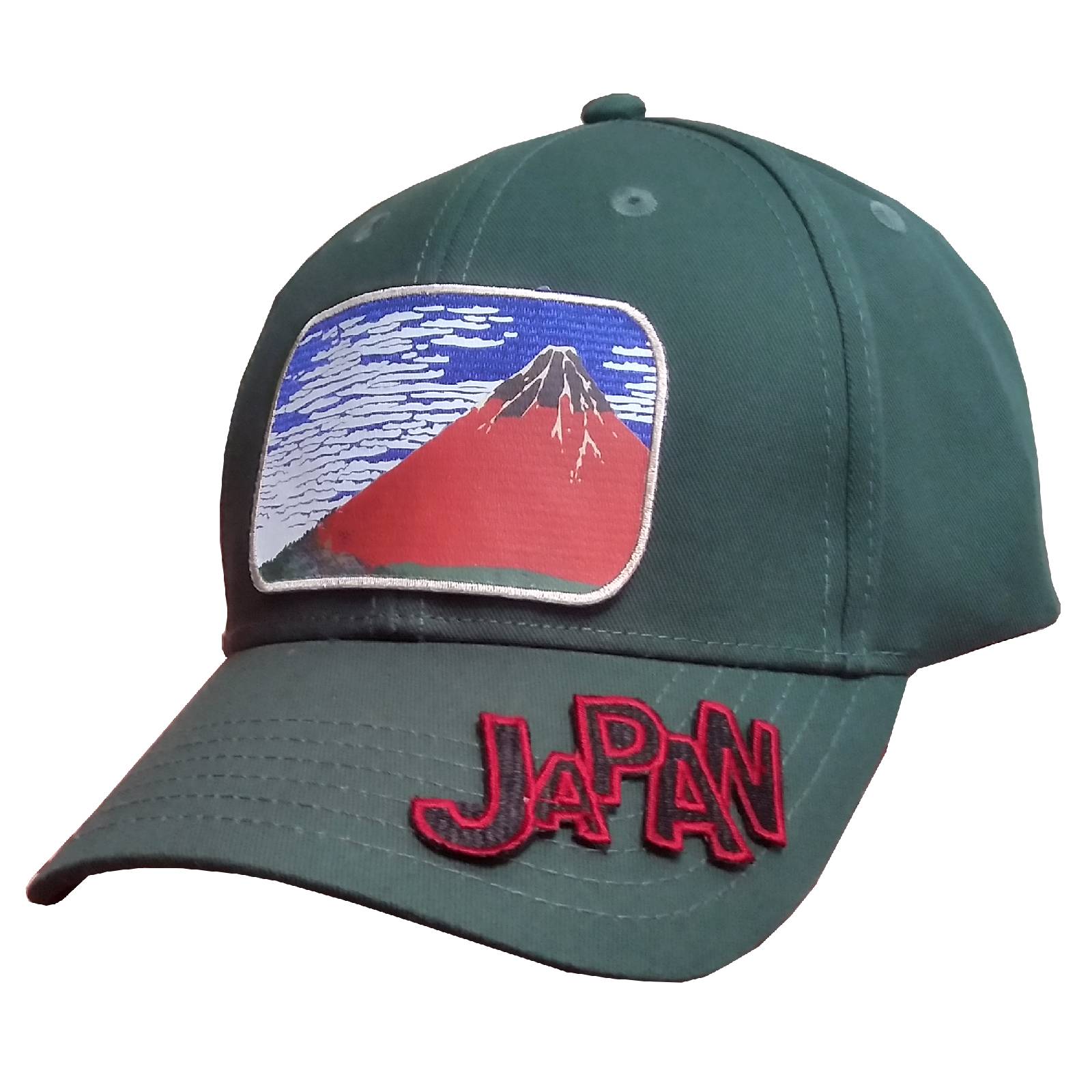 【新登場！カジュアルな和柄でスタイリッシュ！】赤富士CAP　モスグリーン