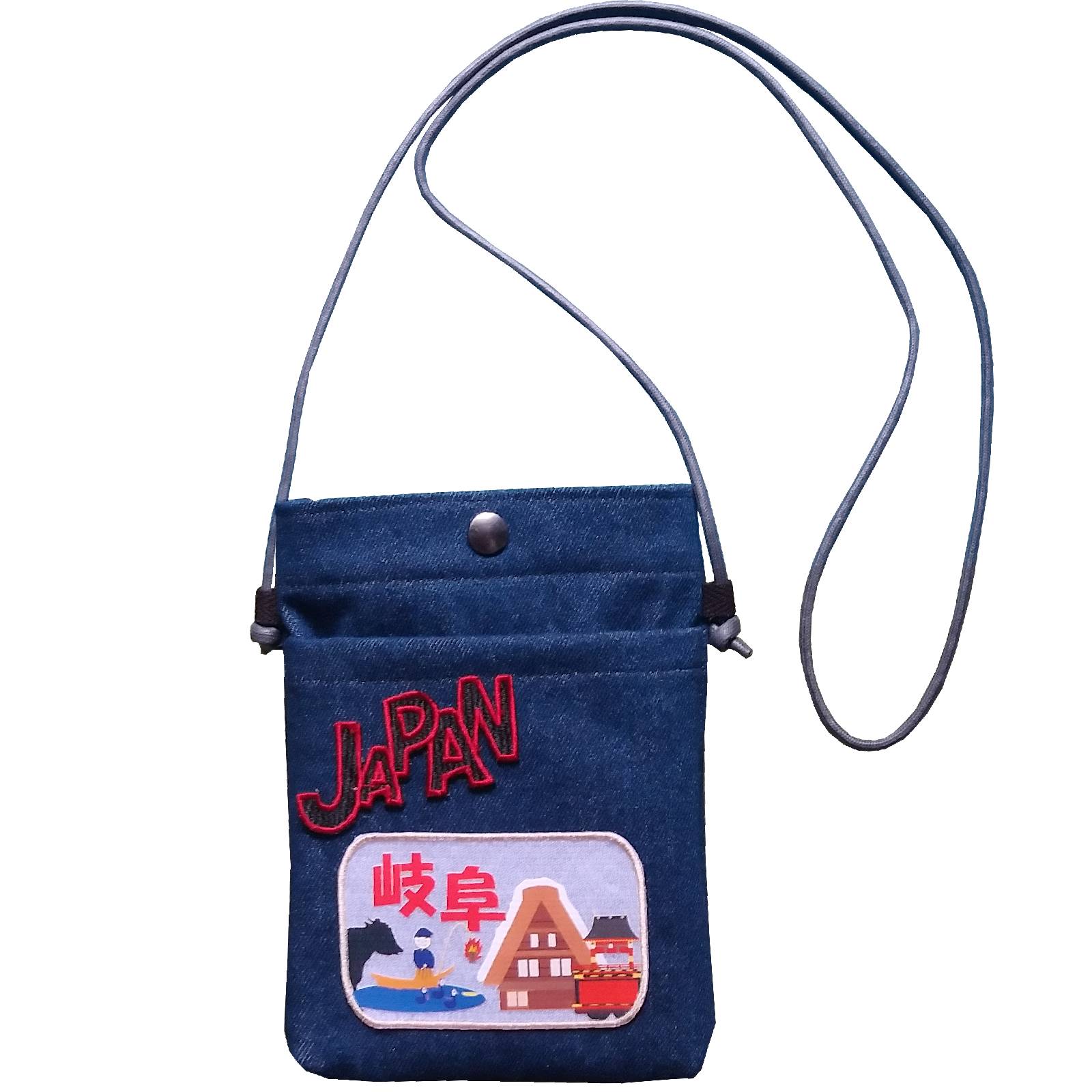 【新登場！安心の日本製！ご当地柄のカジュアルなデニムケース！】DENIM スマホ ポシェット　岐阜