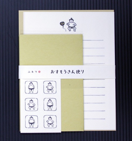 【伊予和紙】 【日本製】ギフトがもっと楽しくなる ふわりレターセット／おすもうさん便り