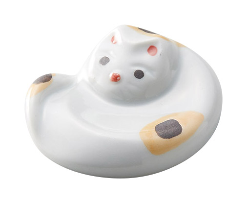 【新登場！安心の日本製！シンプルで落ち着いたデザイン！陶器の箸置】陶器箸置　猫オレンジ