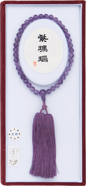 【天然素材を使用した高級念珠をお探しの方へ！】ご紹介します！　女性用　数珠　紫メノウ