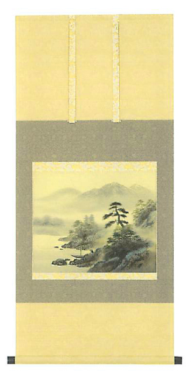 【日本製】伝統に培われた技法で製作された高級掛軸／彩色山水 林春雪
