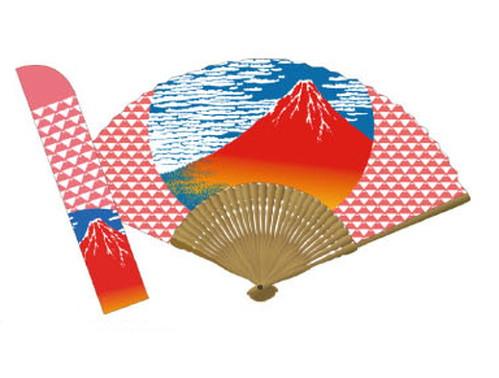 【ご紹介します！夏の売れ筋！涼風創作雑貨！シルク扇子・袋付】赤富士