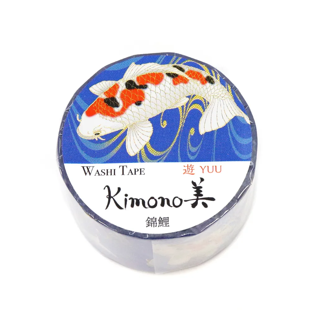 【安心の日本製！上品で華やかな和紙マスキングテープ！kimono美シリーズ　遊】錦鯉 25mm