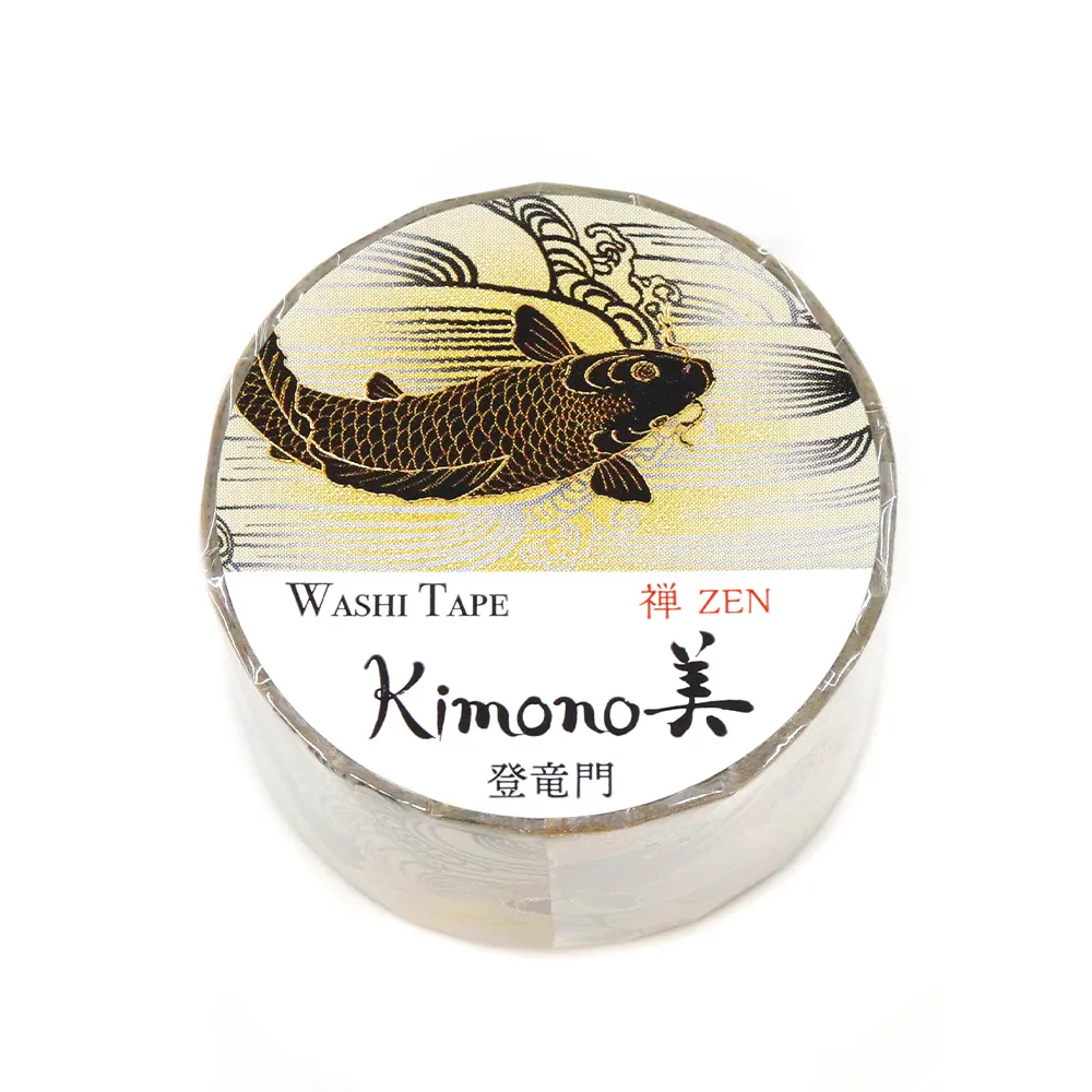 【安心の日本製！上品で華やかな和紙マスキングテープ！kimono美シリーズ　禅】登竜門 25mm