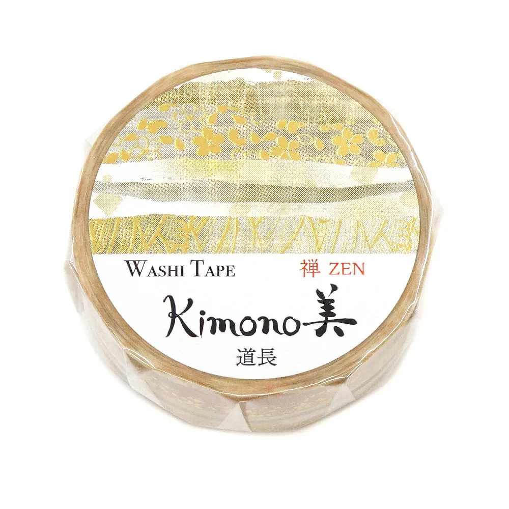 【安心の日本製！上品で華やかな和紙マスキングテープ！kimono美シリーズ　禅】道長 15mm