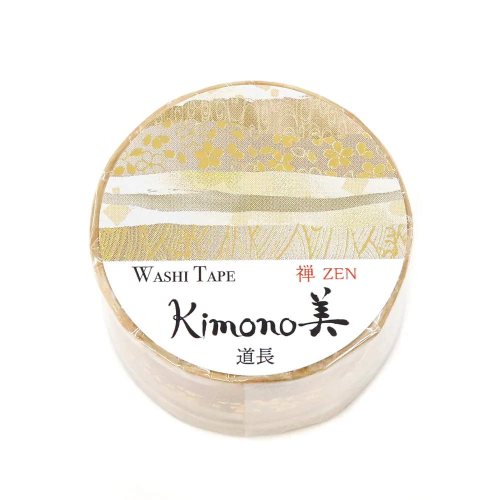 【安心の日本製！上品で華やかな和紙マスキングテープ！kimono美シリーズ　禅】道長 25mm