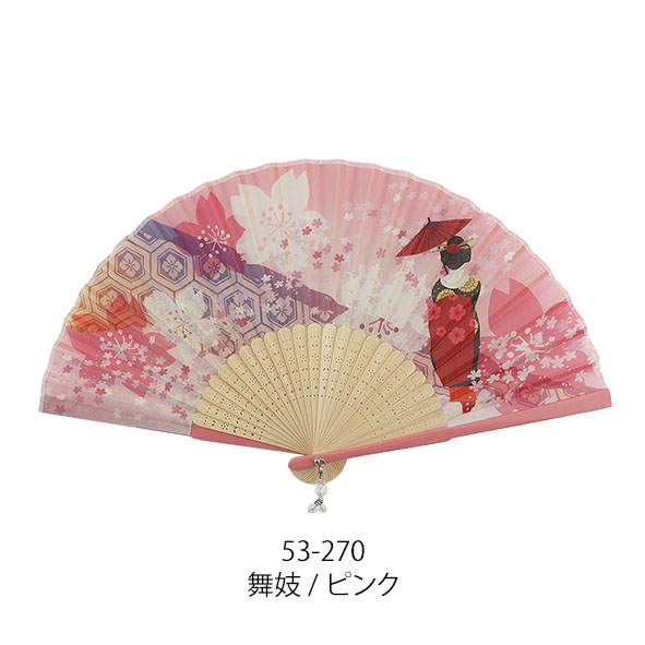 【新登場！夏の売れ筋！シックで華やか！Ripple 舞妓桜25間扇子】舞妓桜/ピンク