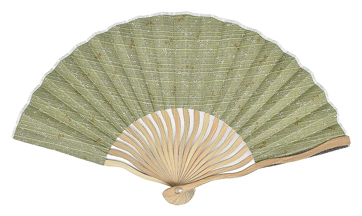 【新登場！表と裏でがらりと印象が変わります♪ Ripple 波骨布扇子 21cm】 トンボ／鮫小紋 柳茶