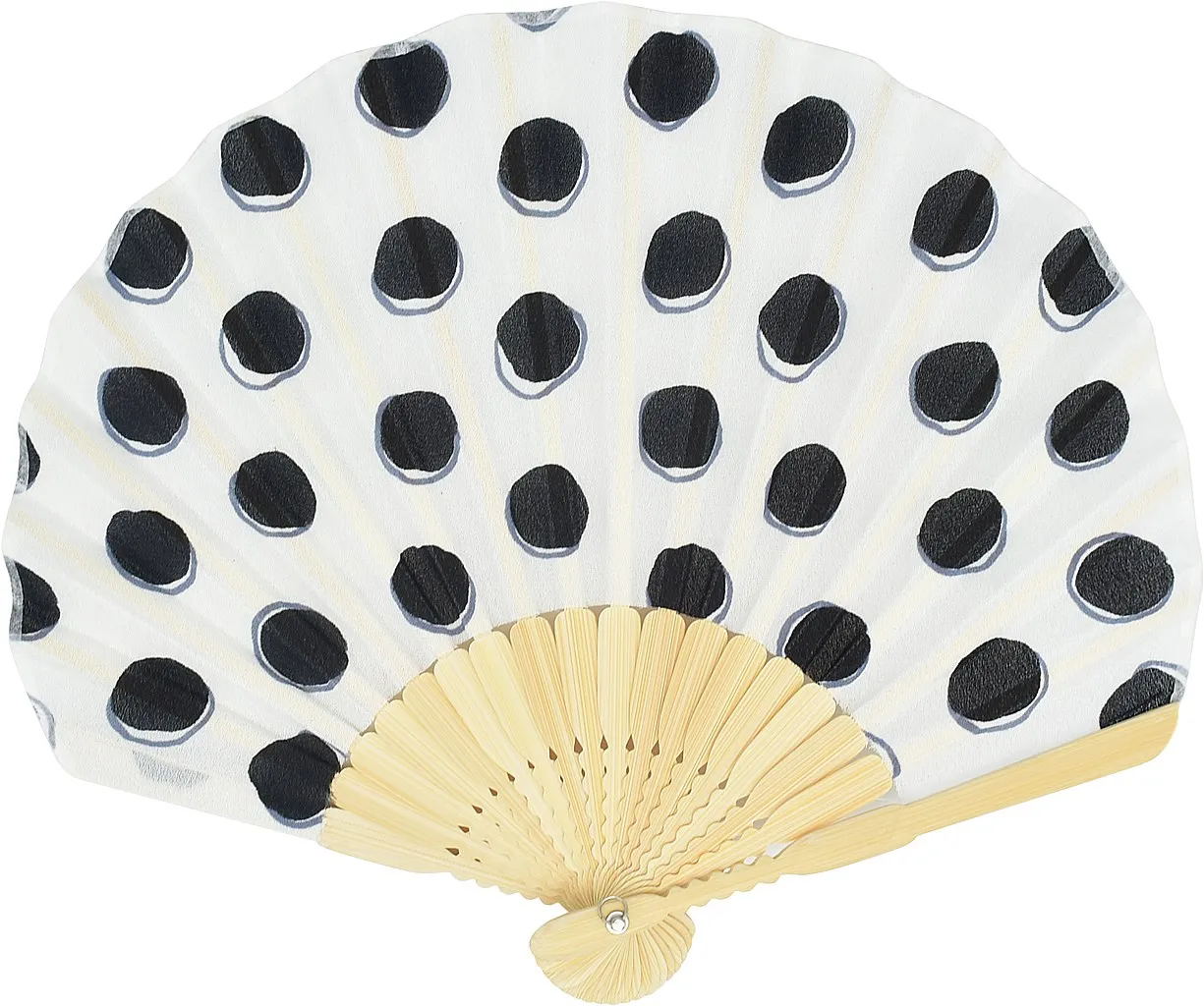【新登場！夏の売れ筋！ころんと丸い形がかわいい！ Ripple シェル扇子 22cm】ドット ホワイト