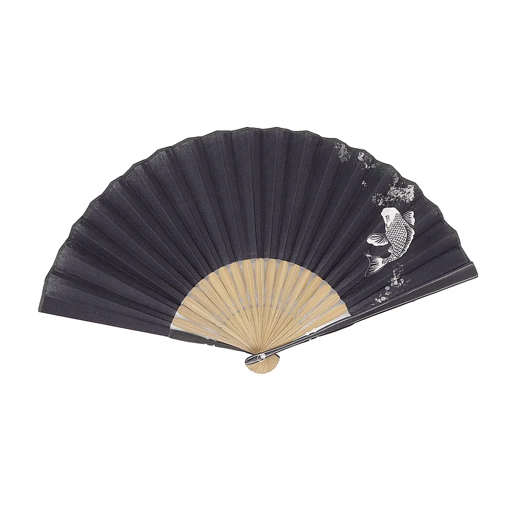 【新登場！夏の売れ筋！古典的な柄をモダンにアレンジ！かっこいい！Ripple メンズ扇子】鯉/黒