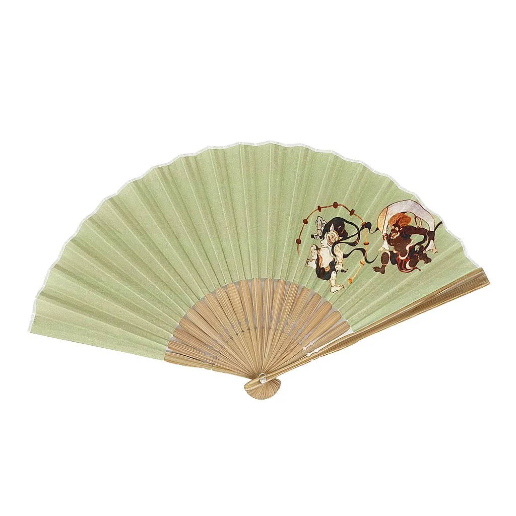 【新登場！夏の売れ筋！古典的な柄をモダンにアレンジ！Ripple メンズ扇子】風神雷神/カーキ
