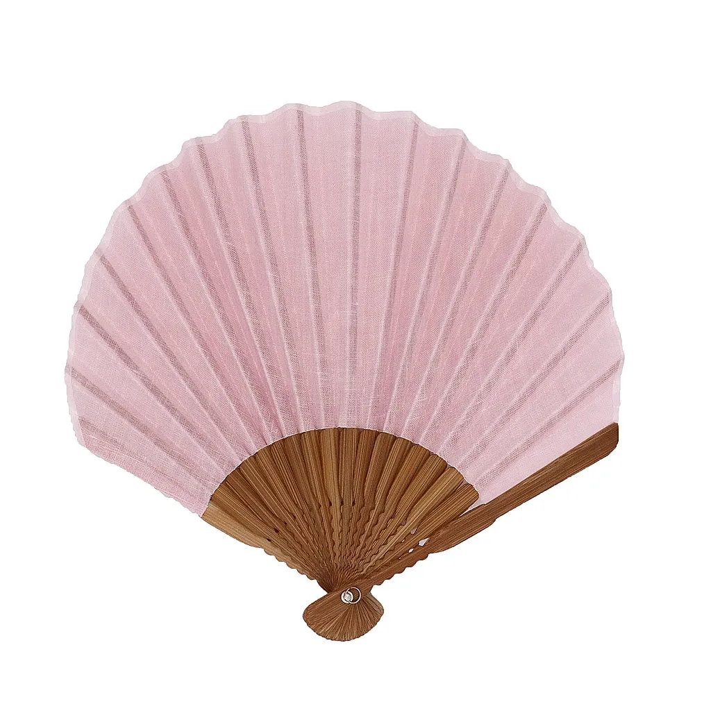 【新登場！夏の売れ筋！丸くてキュート！大人ナチュラル Ripple シェル扇子】麻無地　ピンク
