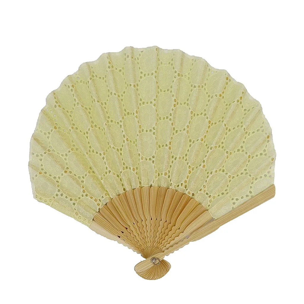 【新登場！夏の売れ筋！丸くてキュート！大人ナチュラル Ripple シェル扇子】レース/イエロー