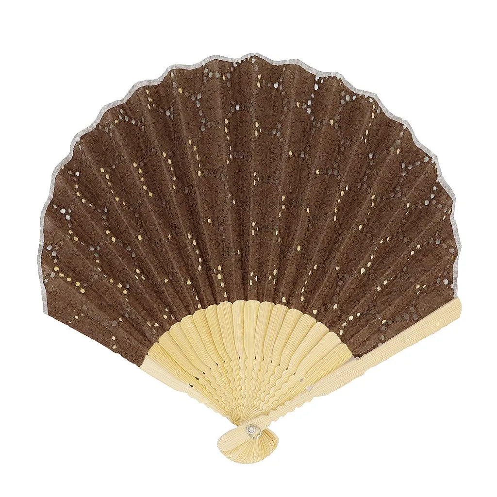 【新登場！夏の売れ筋！丸くてキュート！大人ナチュラル Ripple シェル扇子】レース/ブラウン